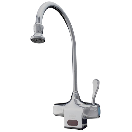 Advance Tabco Hands-Free Gooseneck Electronic Faucet deck mount manual hot/cold adjustment wrist blade K-185